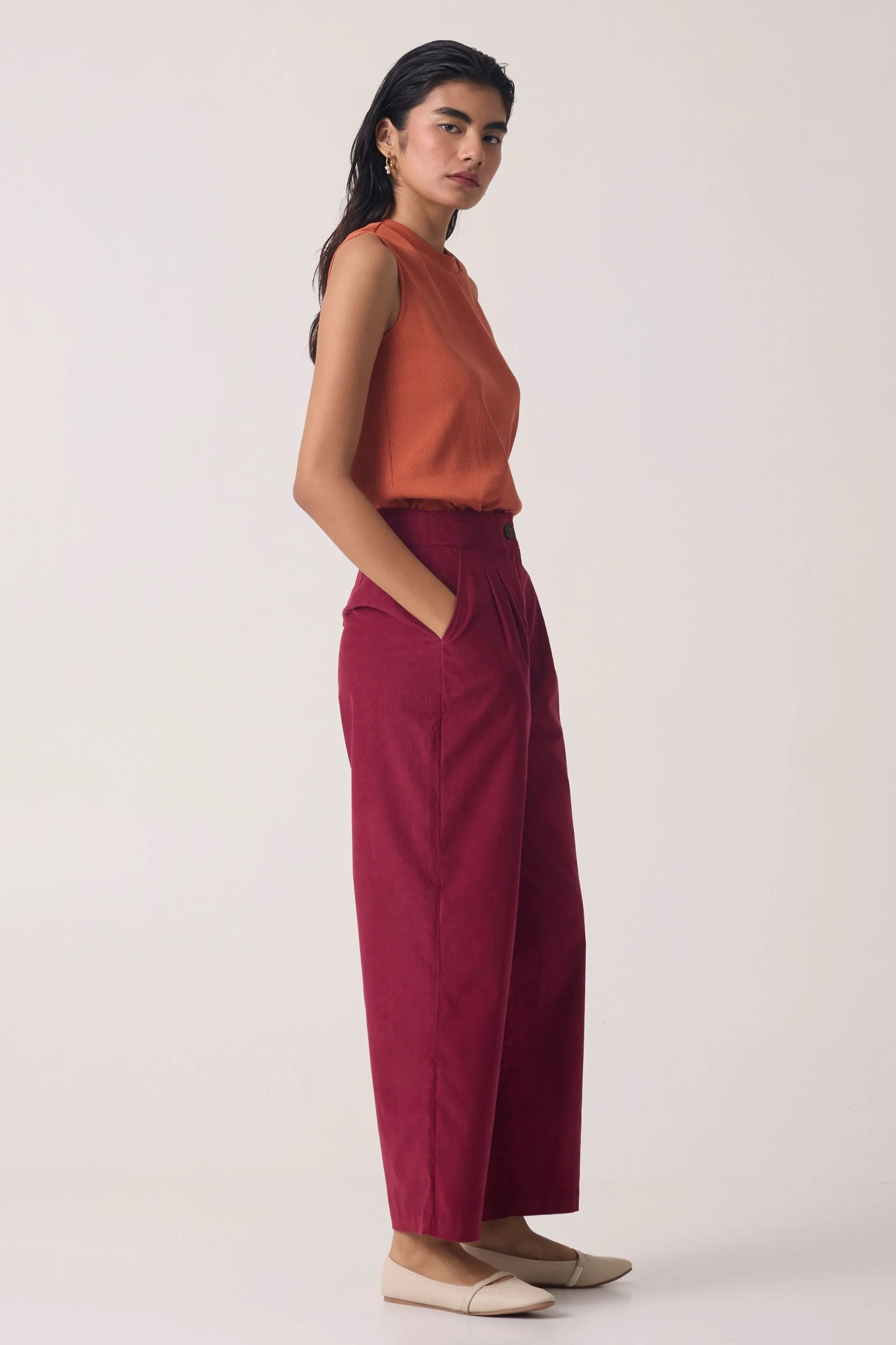 Margit Cherry Corduroy Pants | Relove