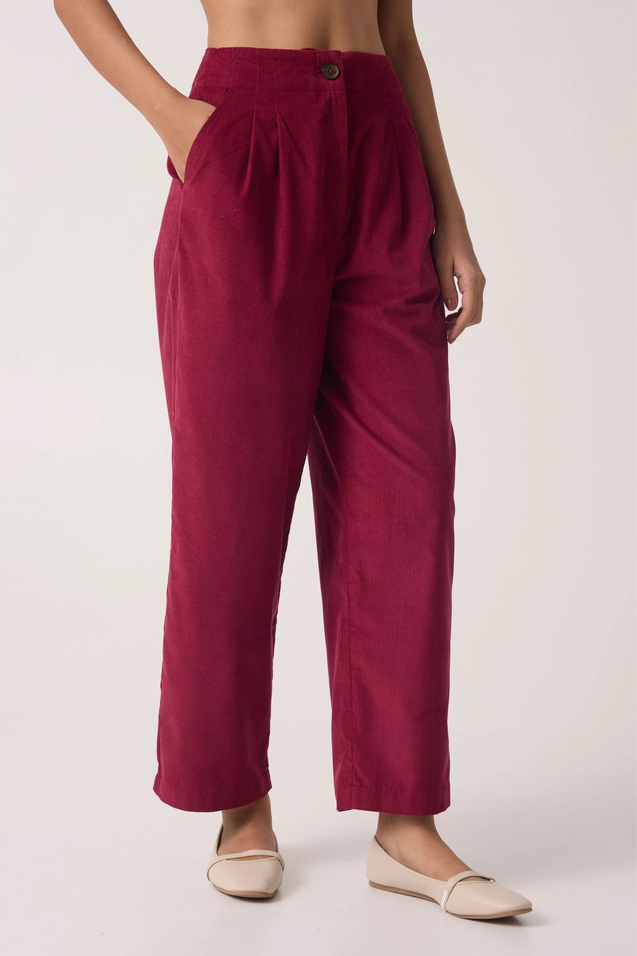 Margit Cherry Corduroy Pants | Relove