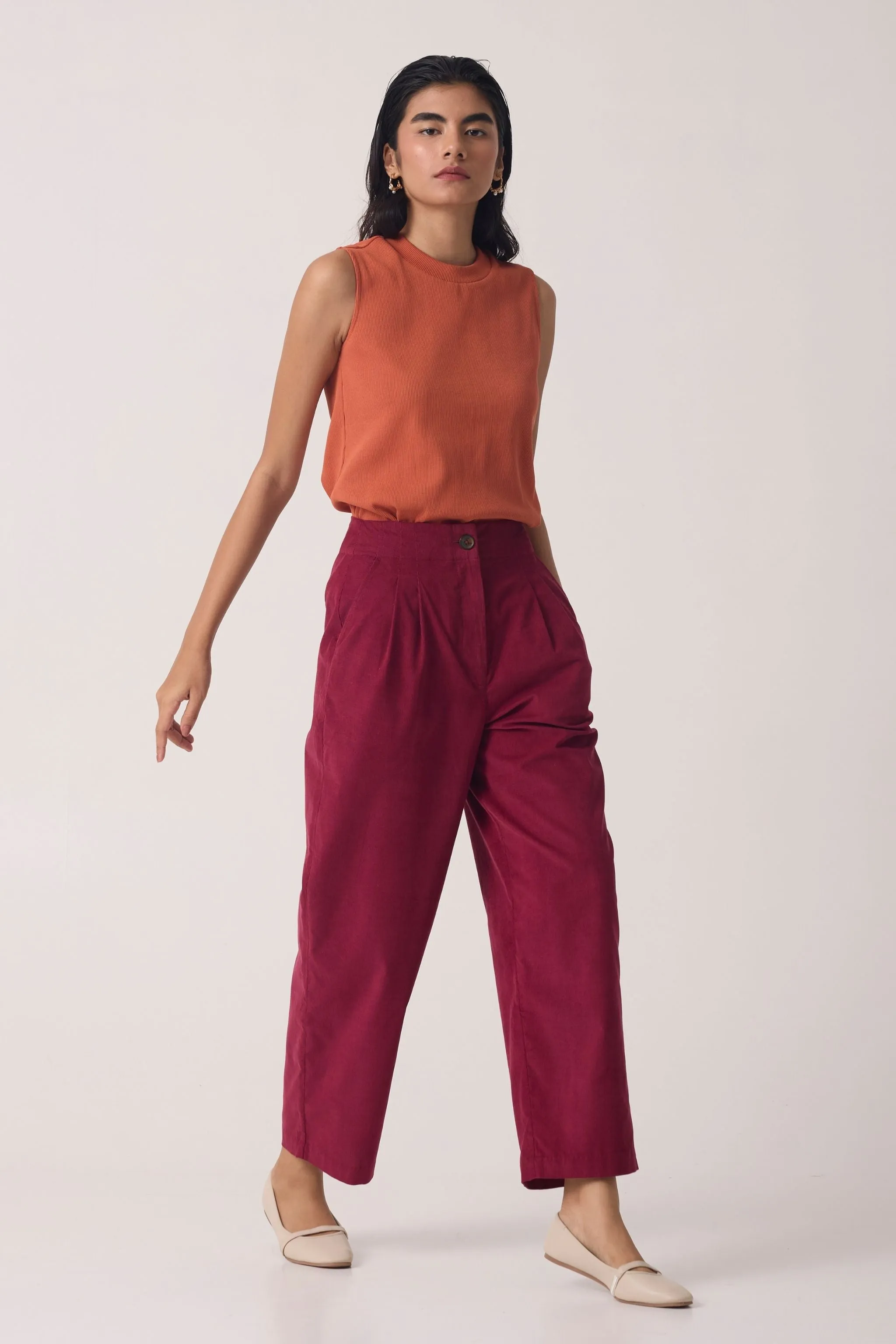 Margit Cherry Corduroy Pants | Relove