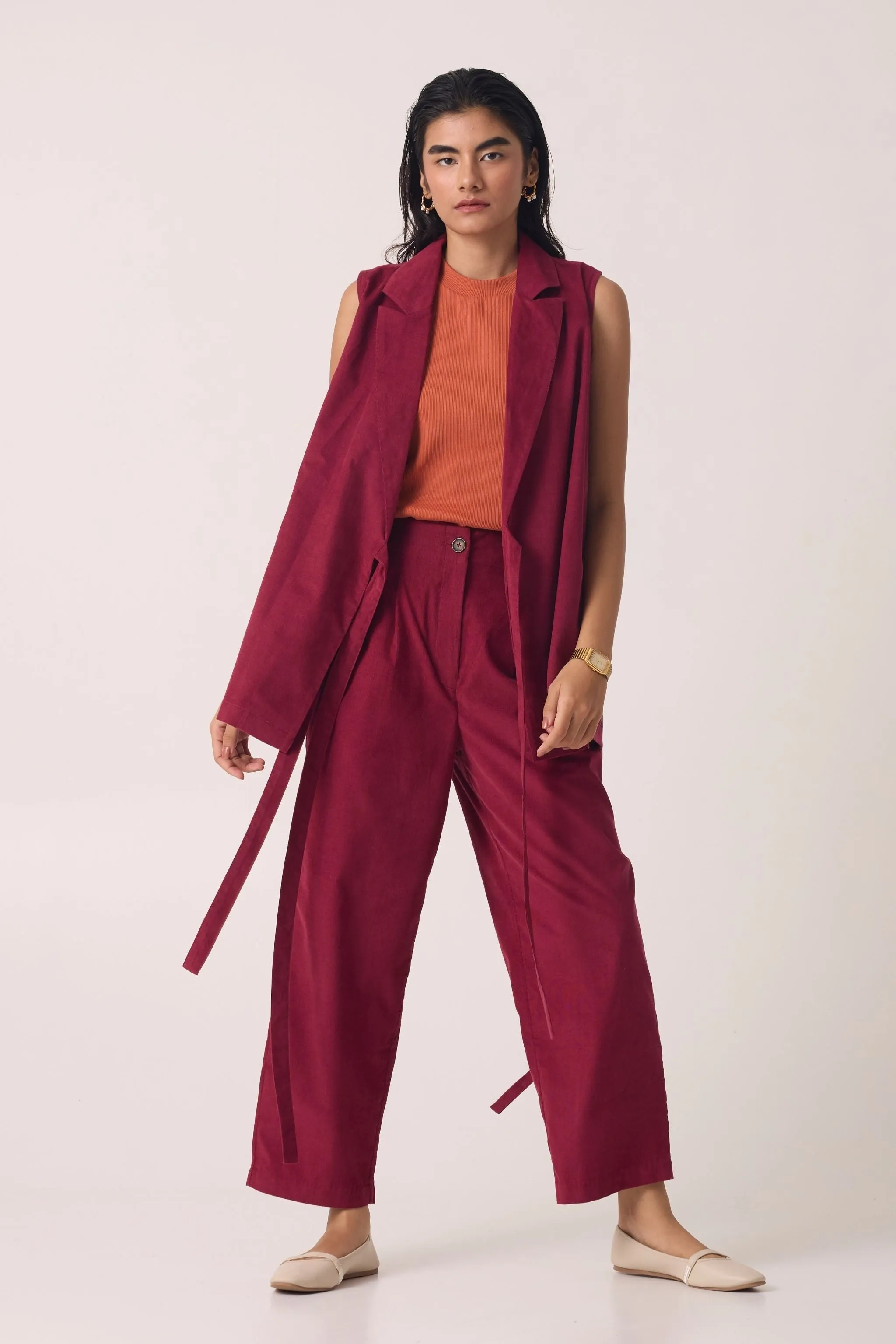 Margit Cherry Corduroy Pants | Relove