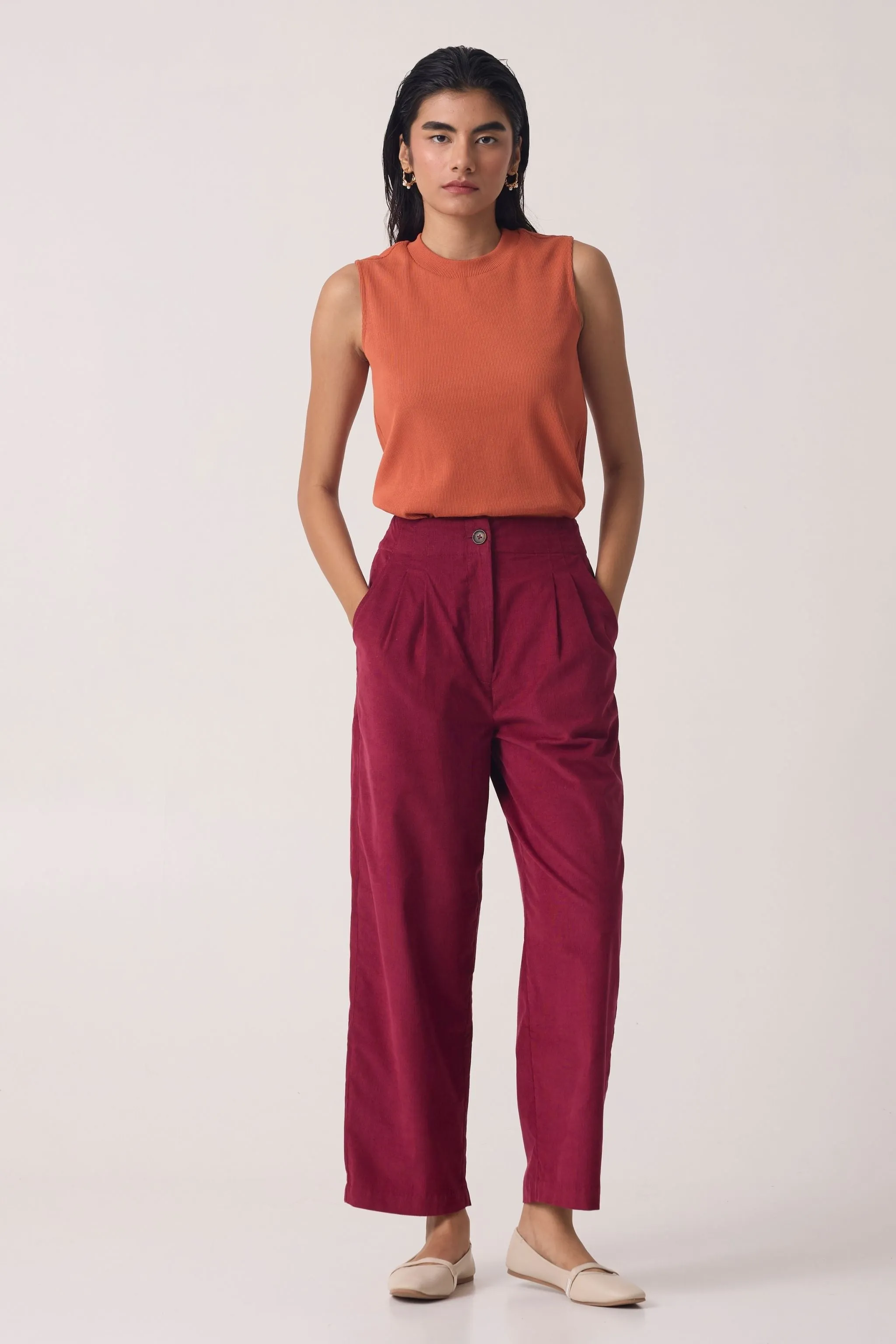 Margit Cherry Corduroy Pants | Relove