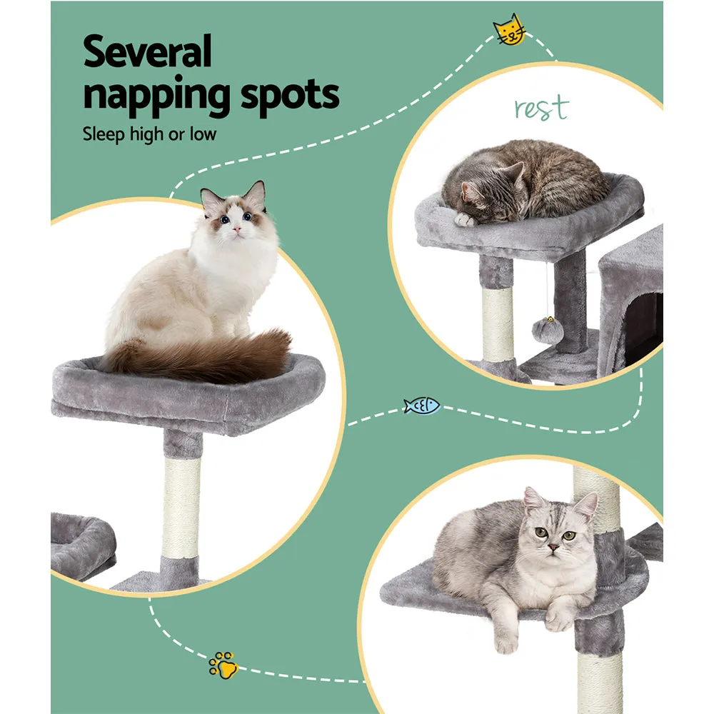 Medium Cat Tree Tower with Plush Velvet, Sisal Posts - i.Pet