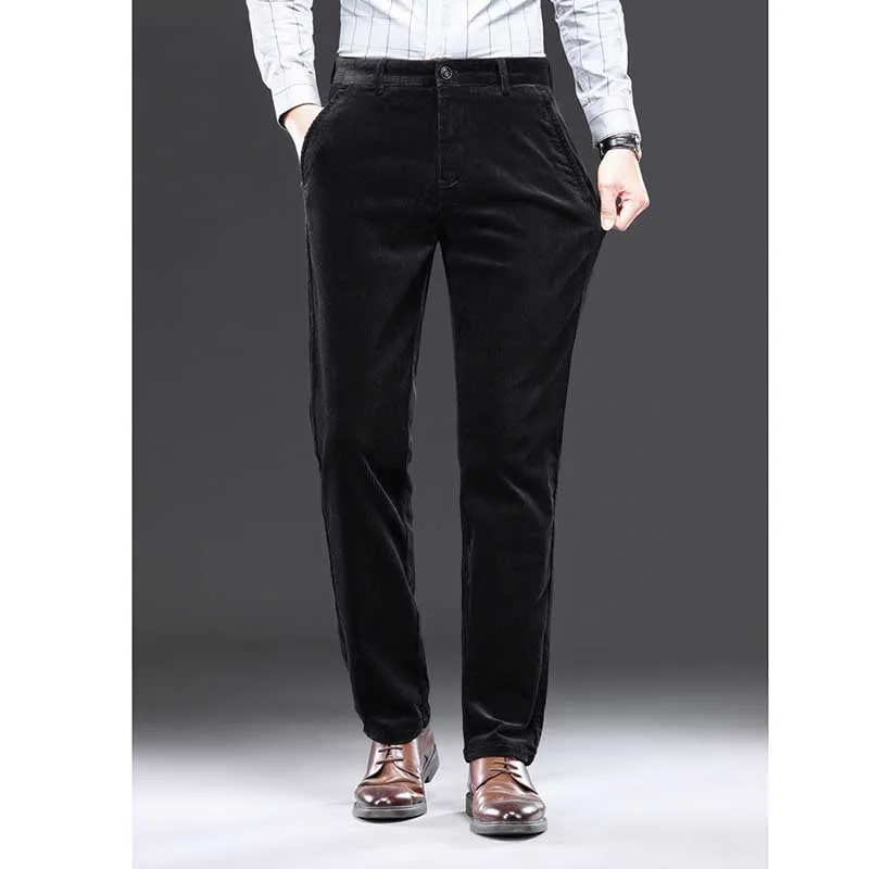 Men's Corduroy Plus Velvet Thick Straight Casual Pants