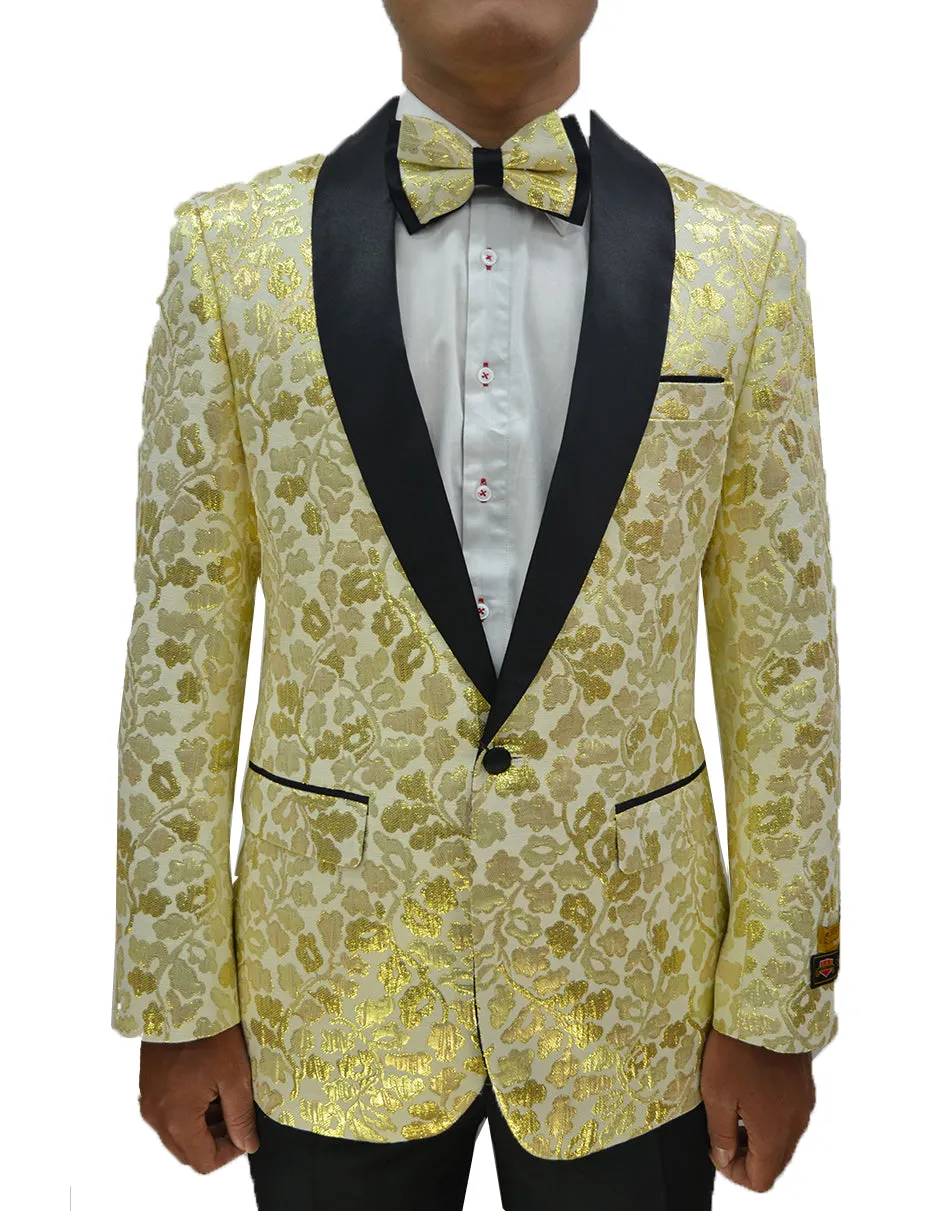 Mens Formal Gold Floral Dinner Jacket