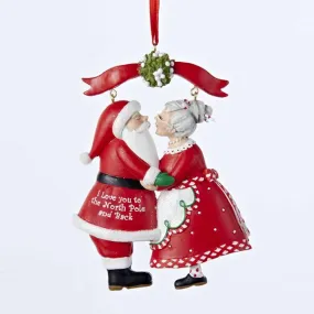 Mr. and Mrs. Santa Claus Under Mistletoe Ornament, C8800