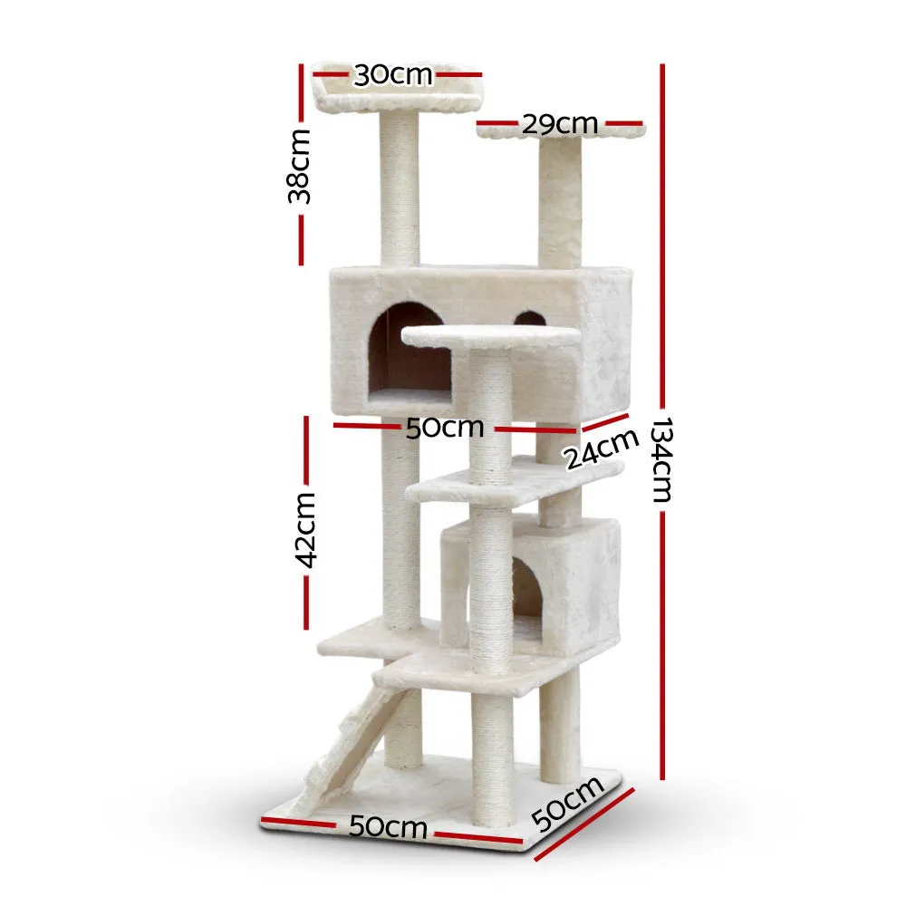 Multi-Level Cat Tree 134cm Condo with Scratching Posts i.Pet