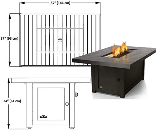 Napoleon St. Tropez Rectangle Patioflame Table with Original Cover and Windscreen Set