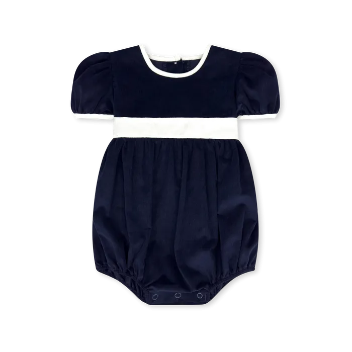 Navy Corduroy Bubble w/ White Sash