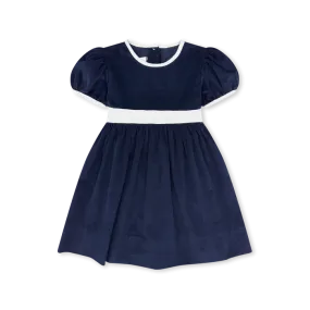 Navy Corduroy Dress w/ White Sash