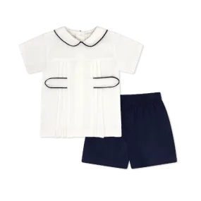 Navy Corduroy Dressy Short Set