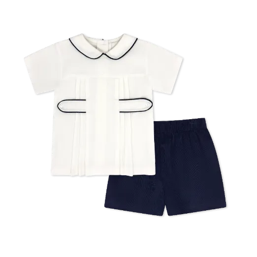 Navy Corduroy Dressy Short Set