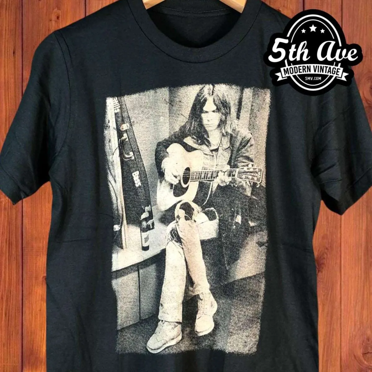 Neil Young Super Soft Cotton T-Shirt with Captain Boot Tag: A Rock 'n' Roll Icon in Every Stitch