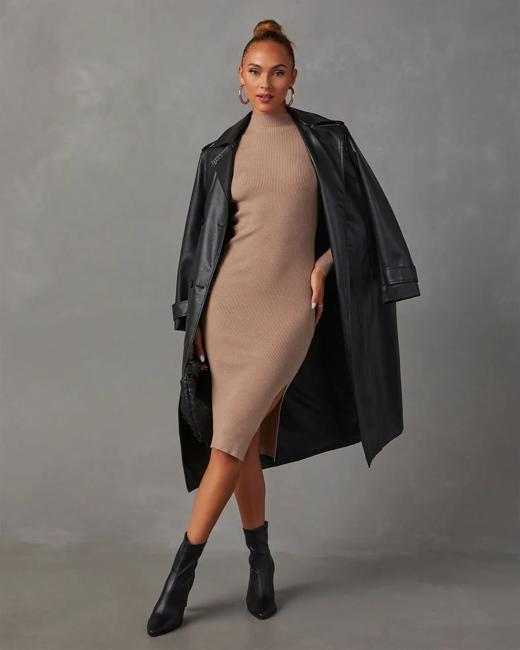 Newtown Mock Neck Knit Midi Dress