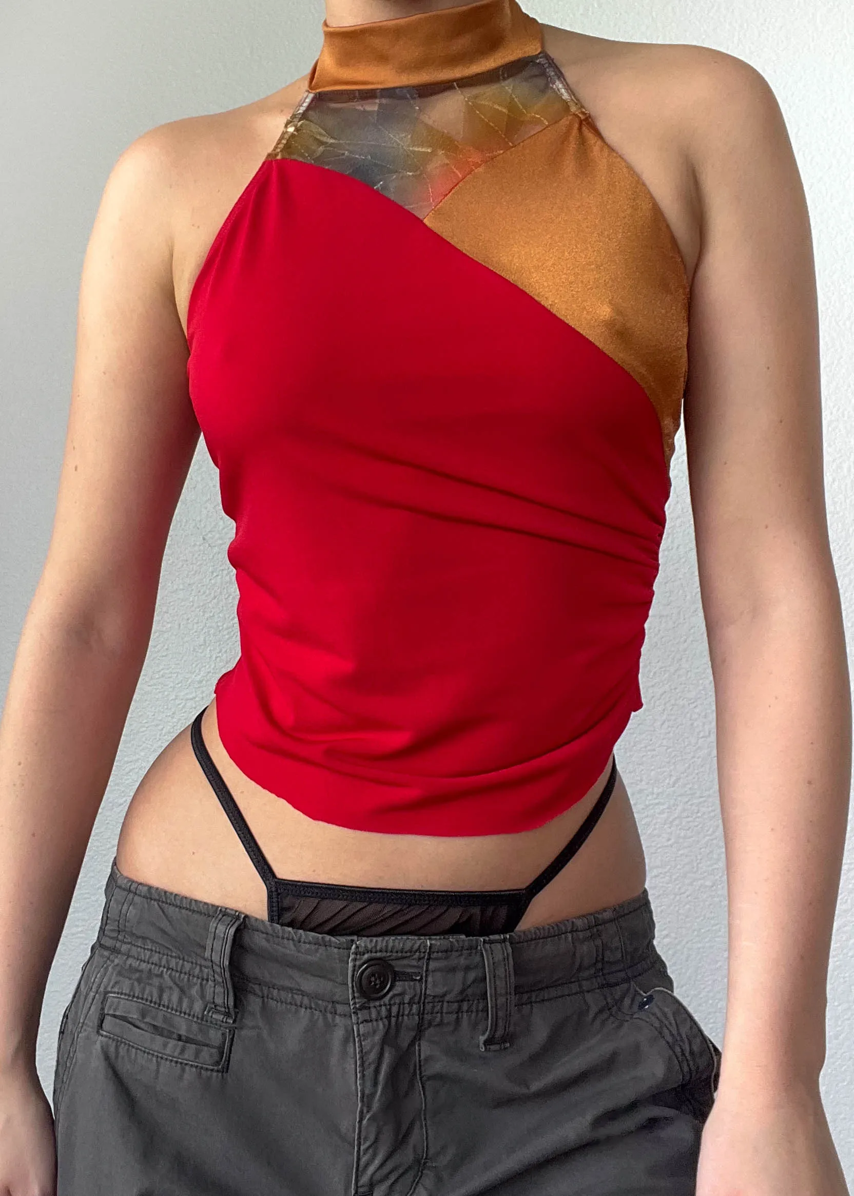 Noelle 90's Color-Block Halter Top (S)