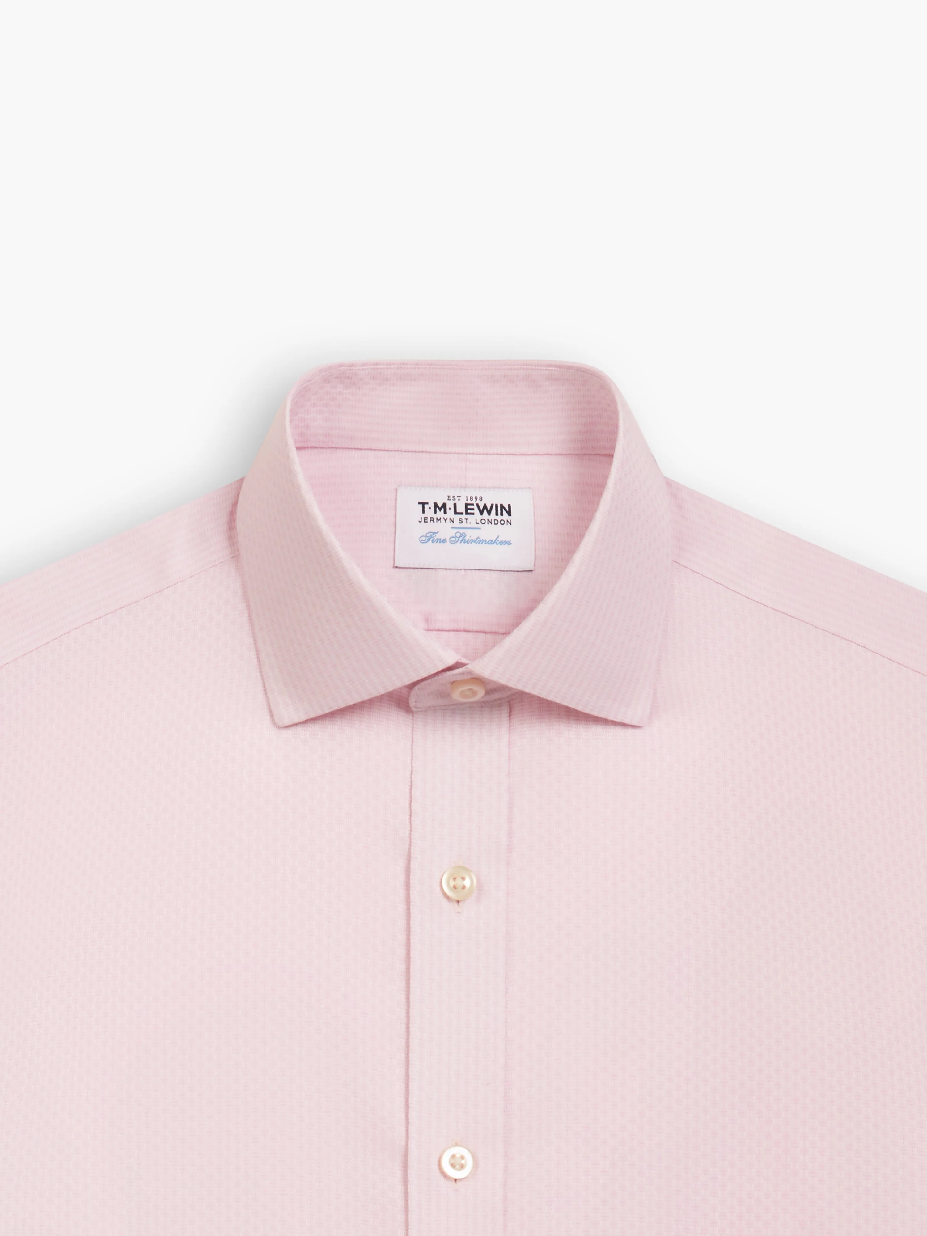 Non-Iron Pink Brick Geometric Dobby Slim Fit Single Cuff Classic Collar Shirt