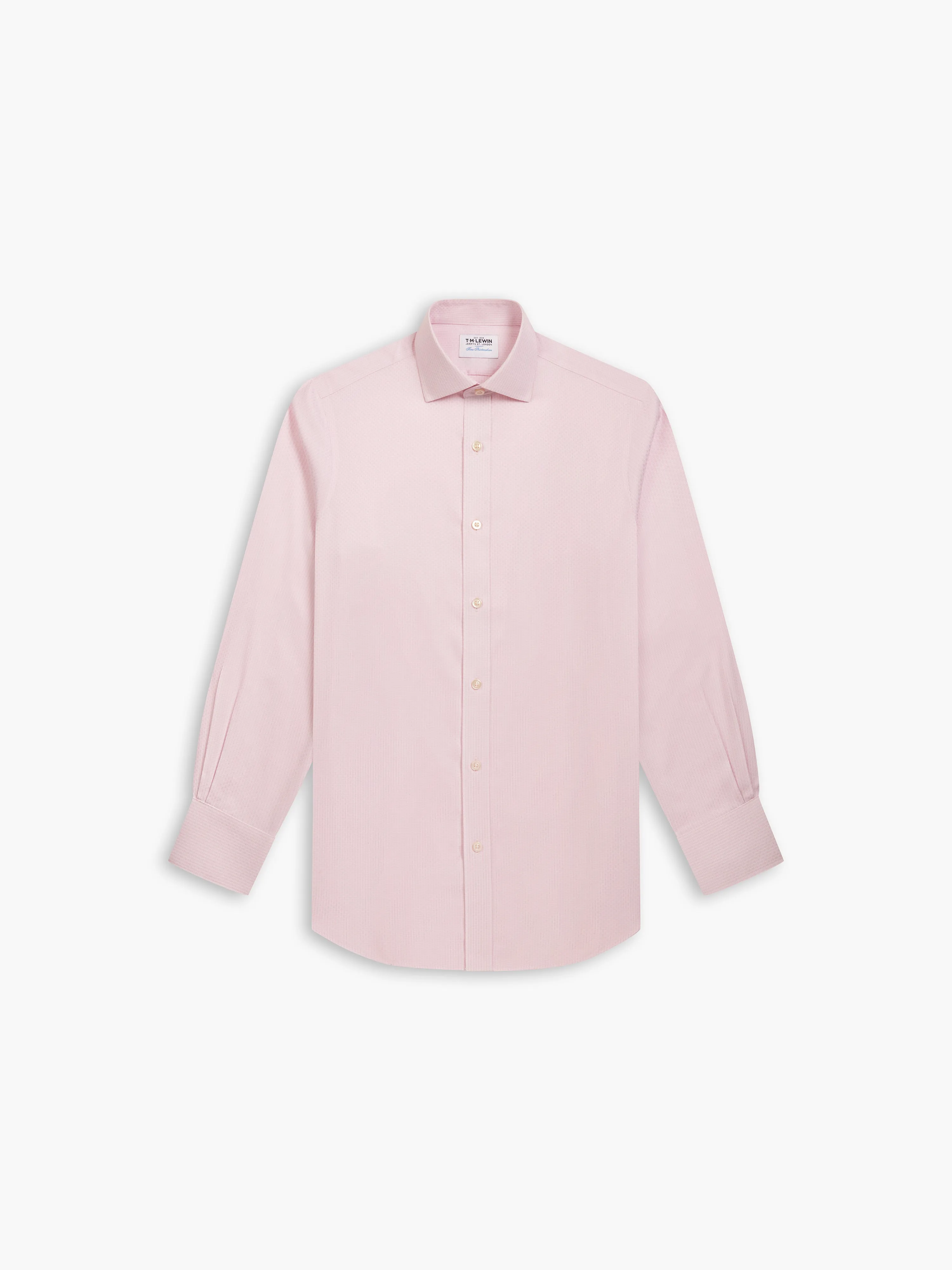 Non-Iron Pink Brick Geometric Dobby Slim Fit Single Cuff Classic Collar Shirt