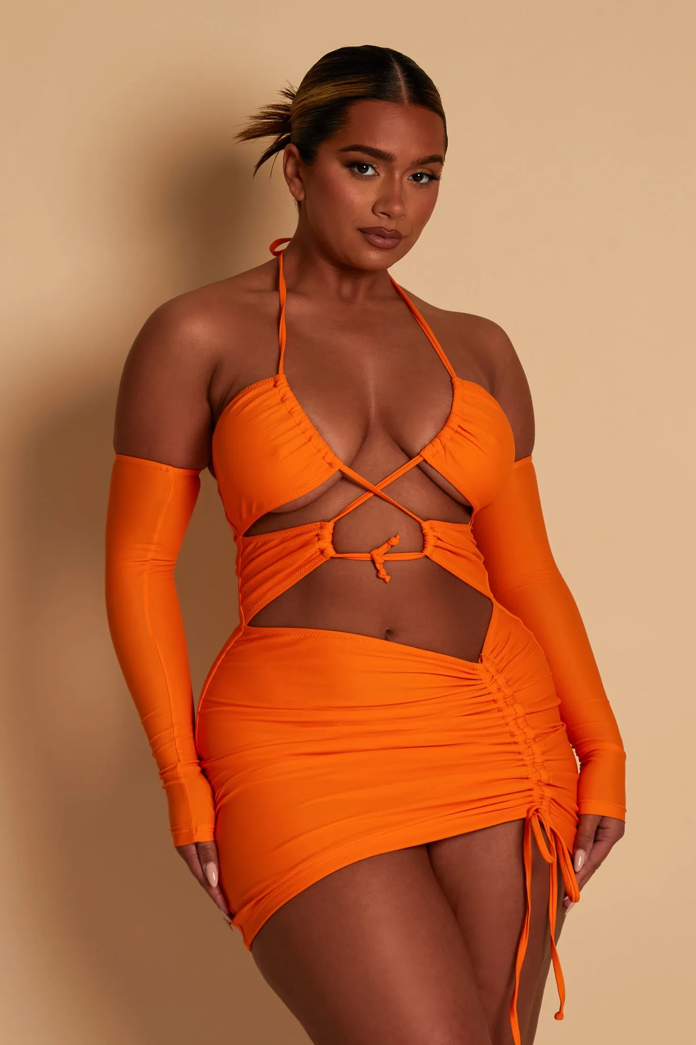 Orange Ruched Mini