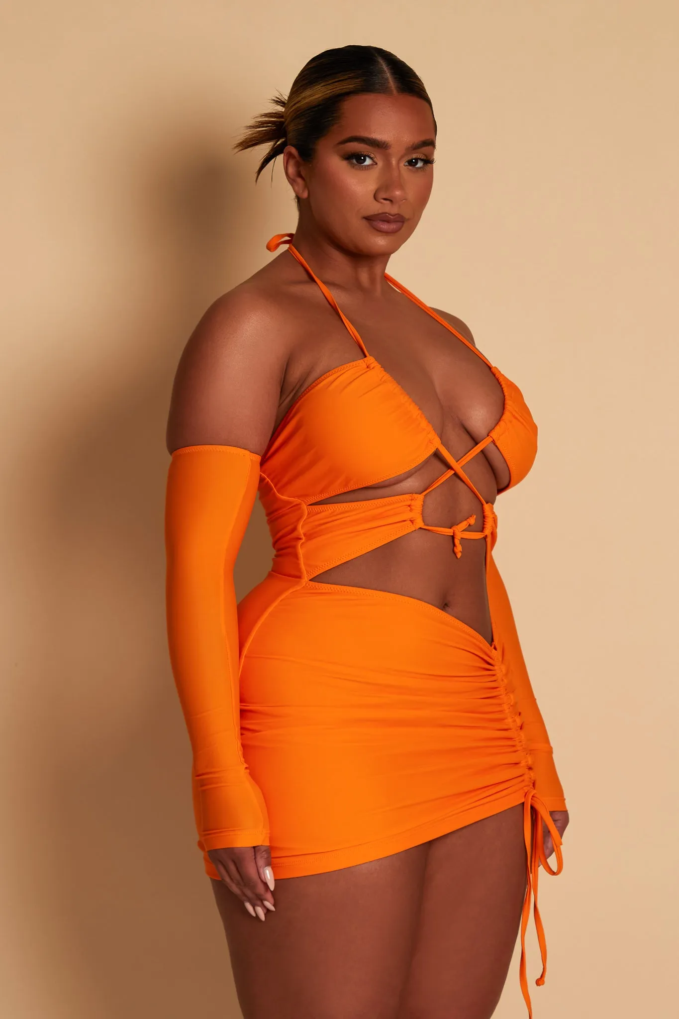 Orange Ruched Mini