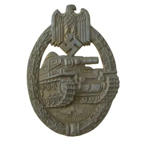 Original German WWII Bronze Grade Panzer Assault Tank Badge by E. Ferdinand Wiedmann - "Scoop Back" Version