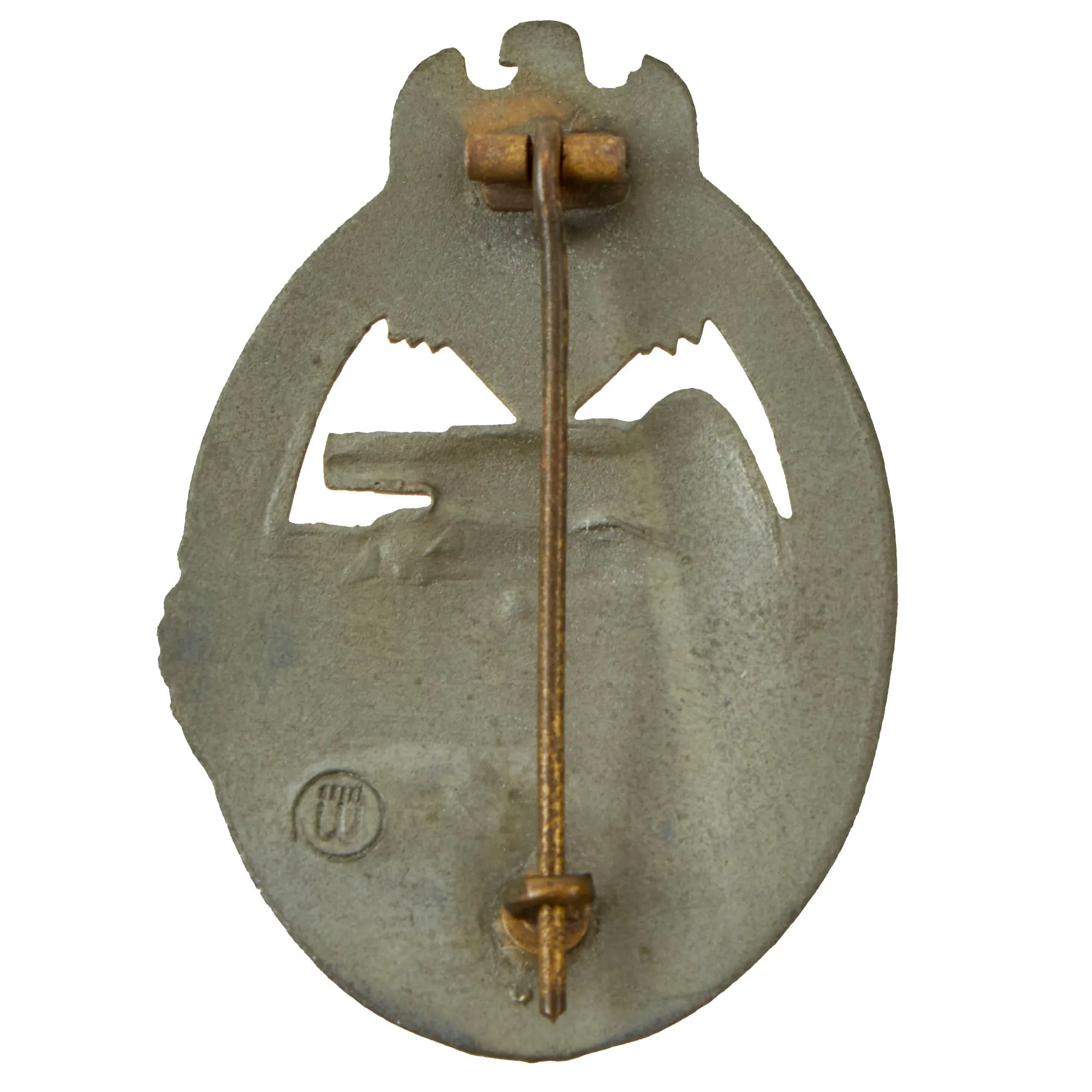 Original German WWII Bronze Grade Panzer Assault Tank Badge by E. Ferdinand Wiedmann - "Scoop Back" Version