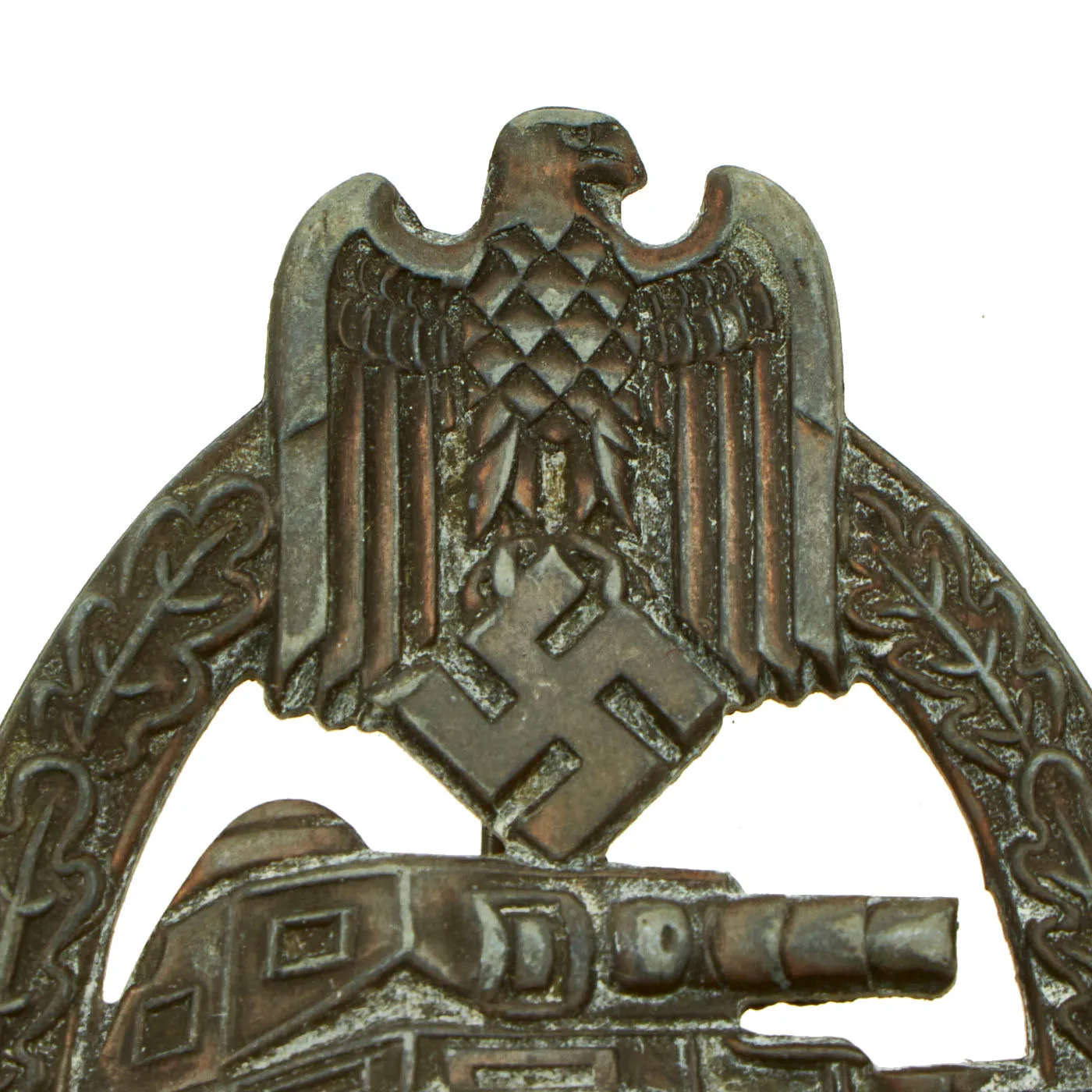 Original German WWII Bronze Grade Panzer Assault Tank Badge by Rudolf Suval - Solid Version