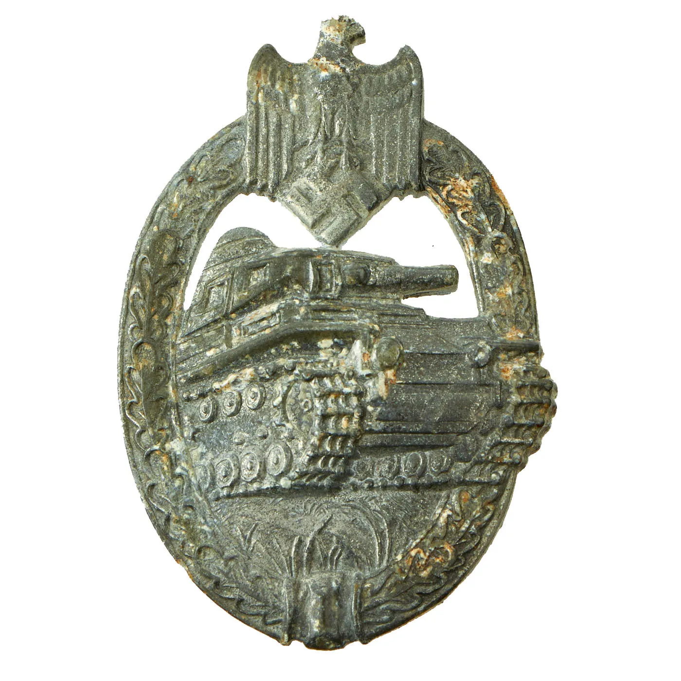 Original German WWII Panzer Assault Tank Badge by A. D. Schwerdt of Stuttgart - Silver Grade