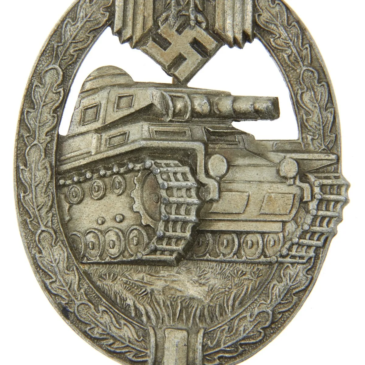 Original German WWII Panzer Assault Tank Badge by Hermann Aurich - Bronze Grade