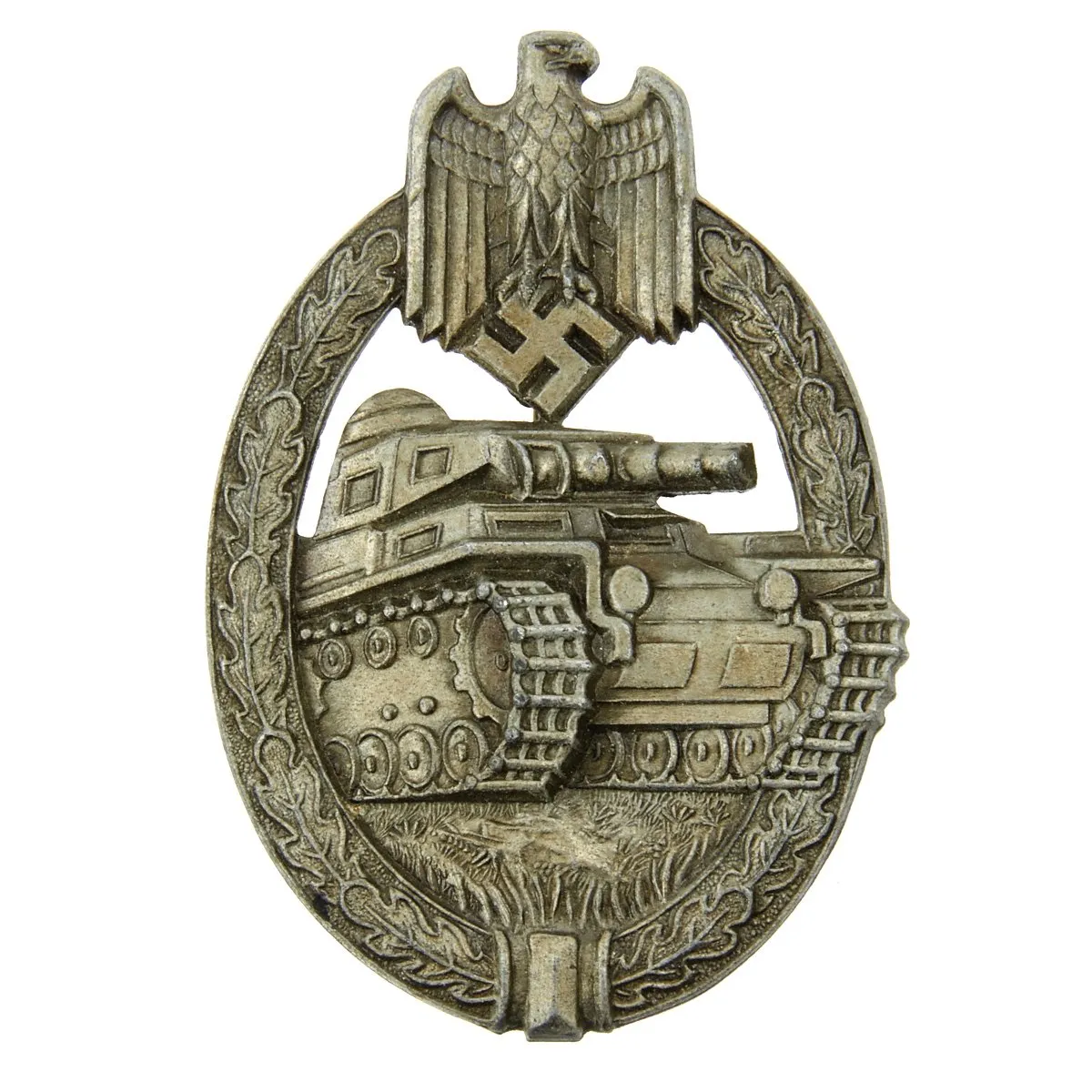 Original German WWII Panzer Assault Tank Badge by Hermann Aurich - Bronze Grade