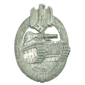 Original German WWII Panzer Assault Tank Badge Silver Grade by Hermann Aurich - Unissued