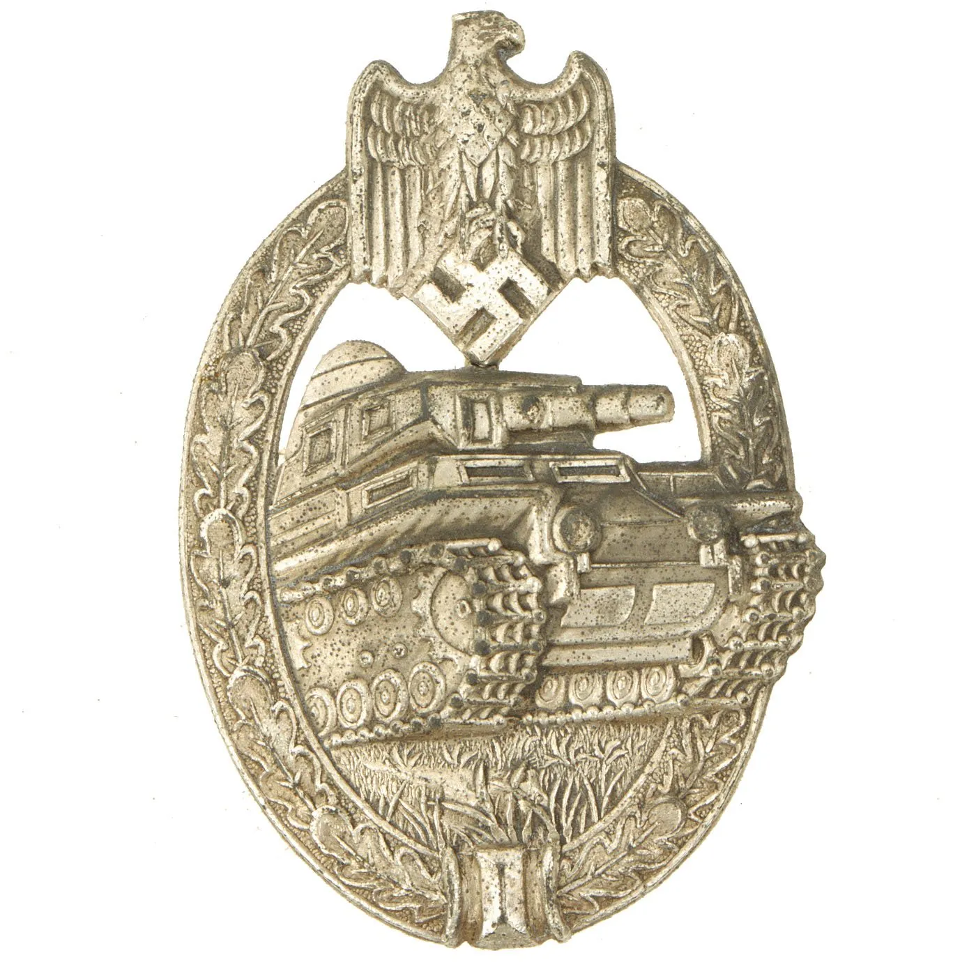 Original German WWII Silver Grade Panzer Assault Tank Badge by Adolf Schloze - Scoop Back Version