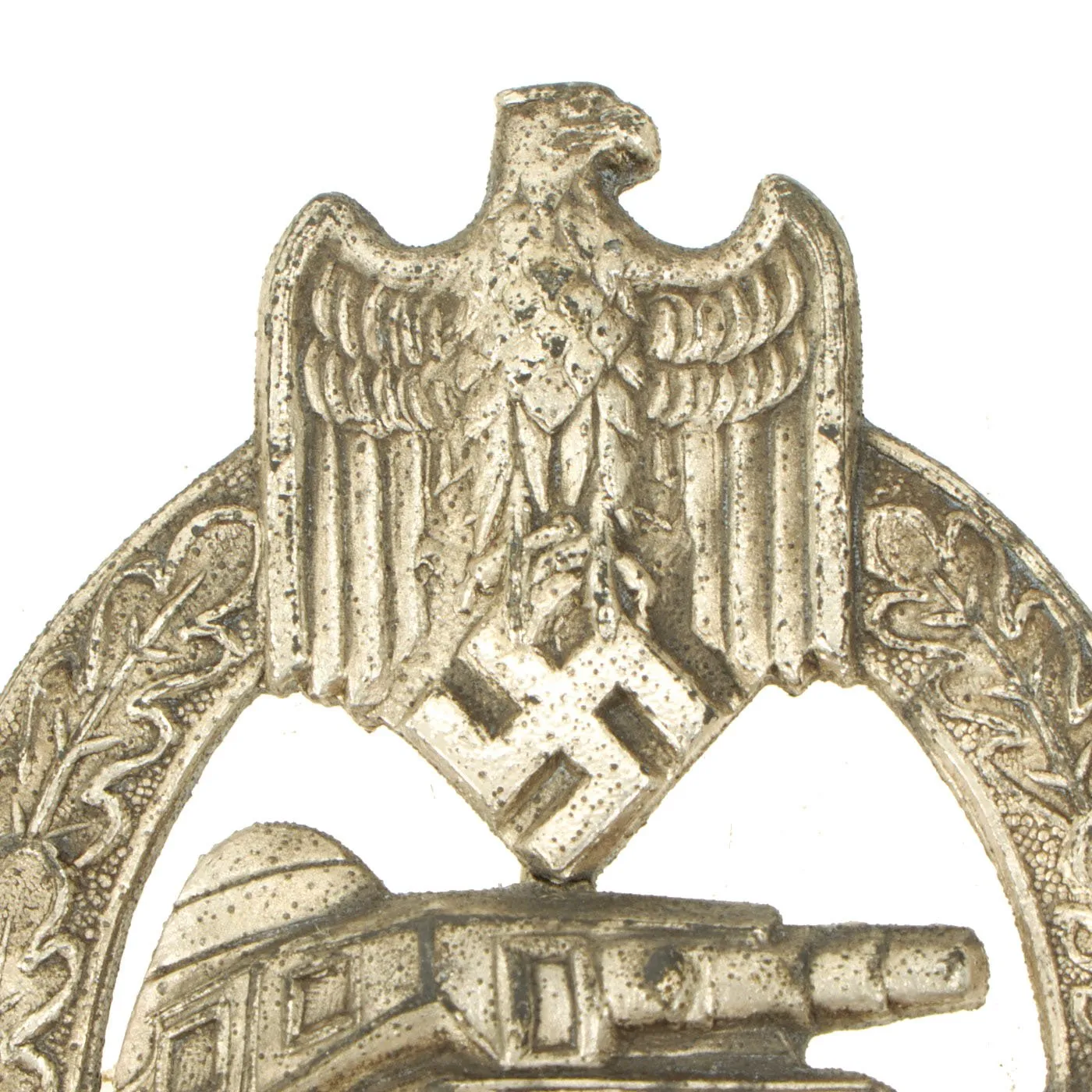 Original German WWII Silver Grade Panzer Assault Tank Badge by Adolf Schloze - Scoop Back Version