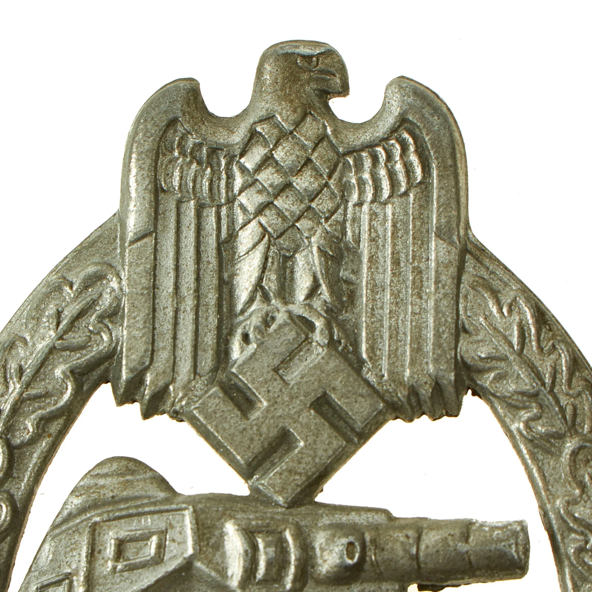 Original German WWII Silver Grade Panzer Assault Tank Badge by E. Ferdinand Wiedmann of Frankfurt