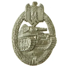 Original German WWII Silver Grade Panzer Assault Tank Badge by E. Ferdinand Wiedmann of Frankfurt