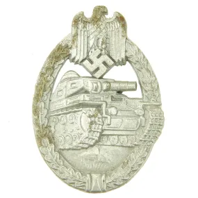 Original German WWII Silver Grade Panzer Assault Tank Badge by E. Ferdinand Wiedmann - Solid Version