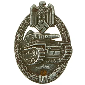 Original German WWII Silver Grade Panzer Assault Tank Badge by E. Ferdinand Wiedmann with Repaired Catch