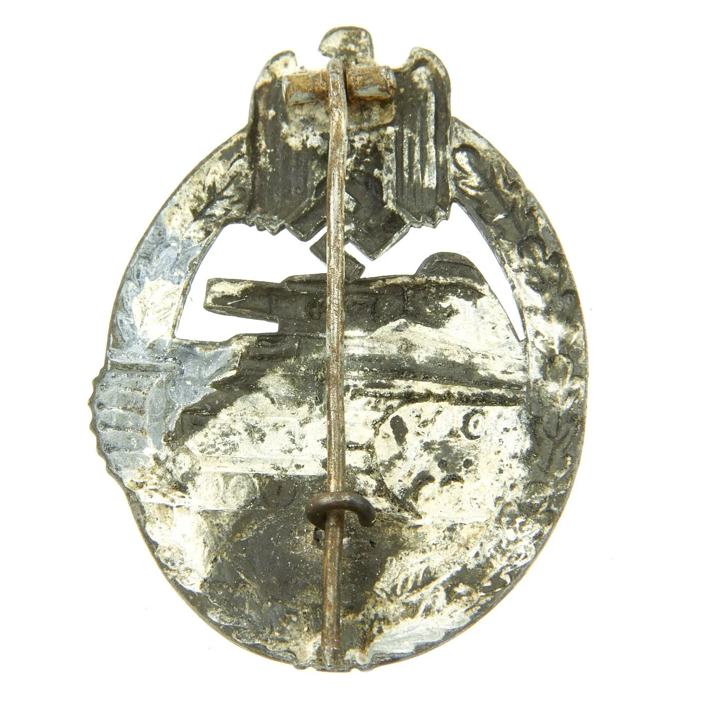 Original German WWII Silver Grade Panzer Assault Tank Badge - Hollow Back Version