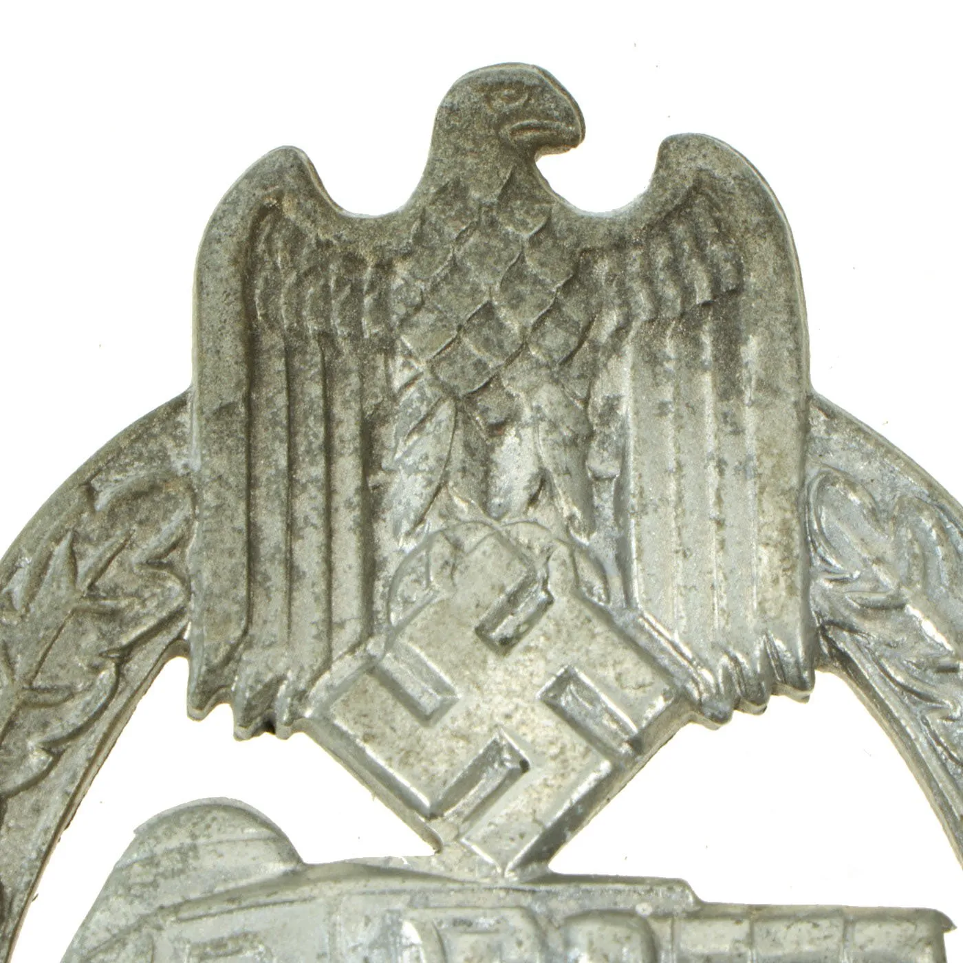 Original German WWII Silver Grade Panzer Assault Tank Badge - Solid Back Version