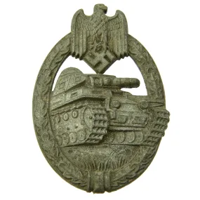 Original German WWII Silver Grade Panzer Assault Tank Badge - Solid Version