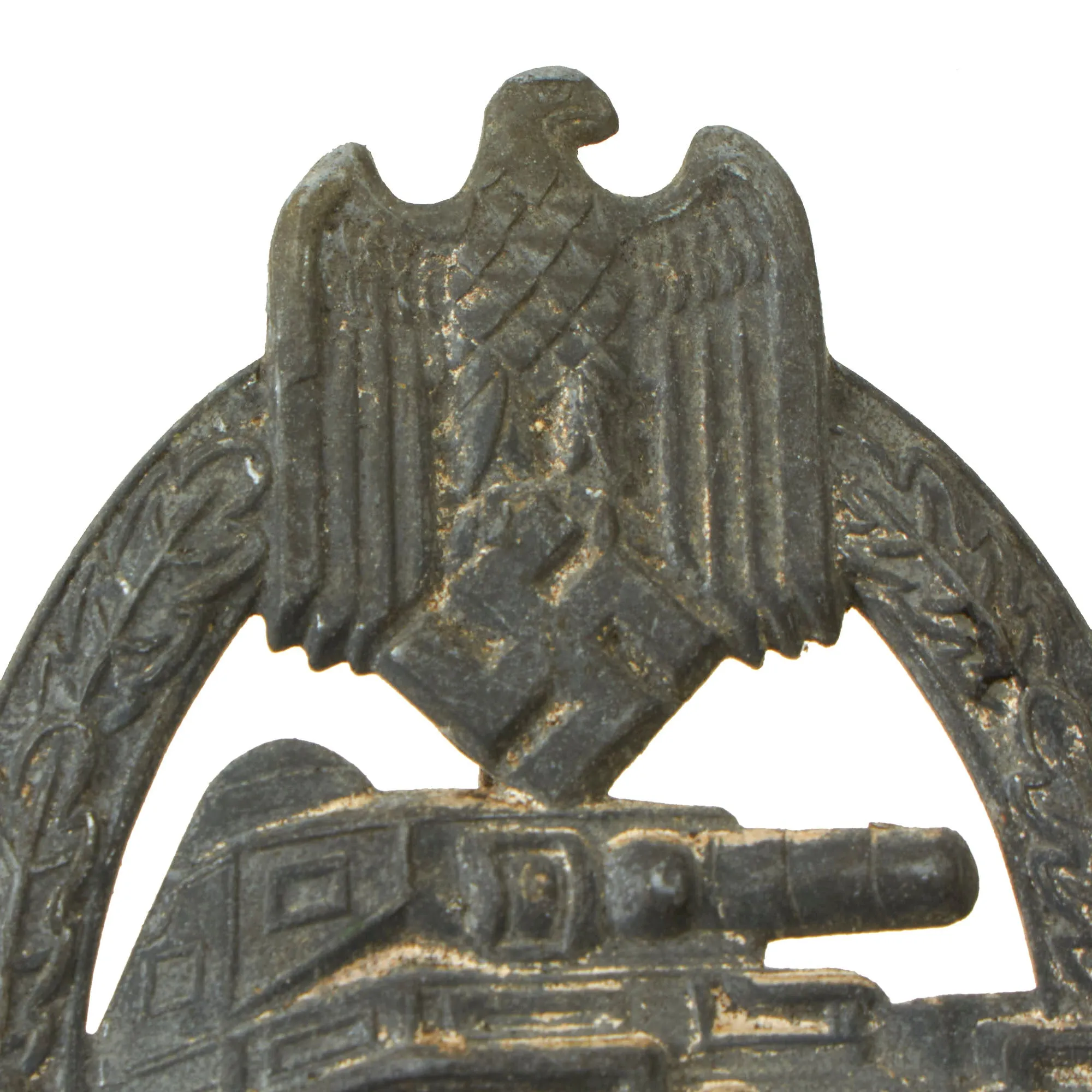 Original German WWII Silver Grade Panzer Assault Tank Badge - Unmarked Hollow Back Style