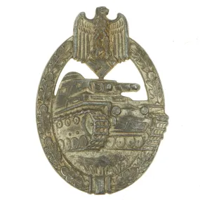 Original German WWII Silver Grade Panzer Assault Tank Badge with Interesting Catch  - Solid Version