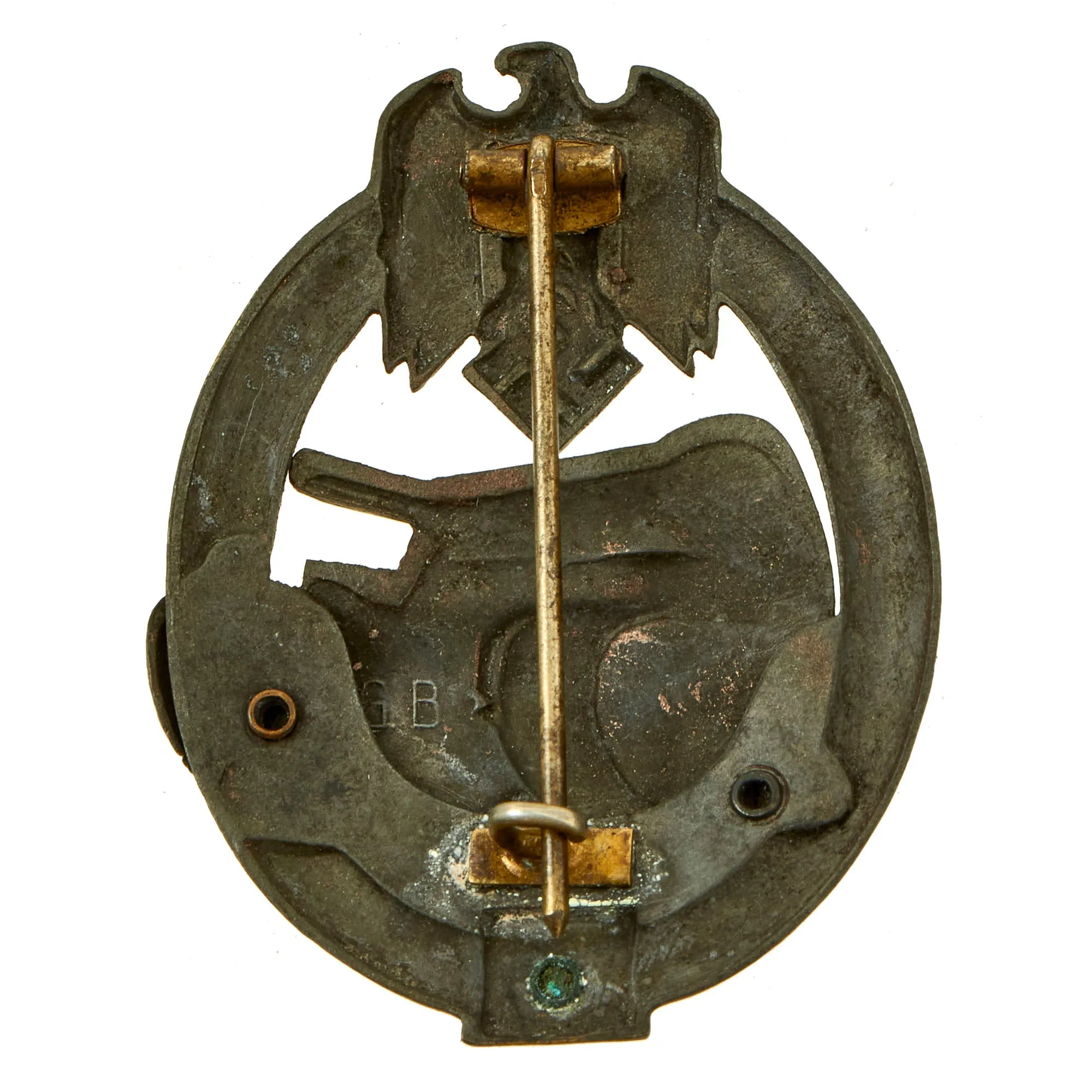 Original German WWII Special Grade 50 Action Bronze Panzer Assault Tank Badge by Gustav Brehmer of Markneukirchen