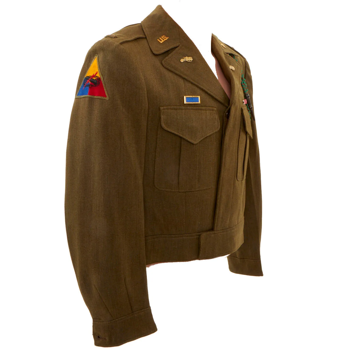 Original U.S. Korean War Named Armored Division Tank Destroyer Officers Ike Jacket - Bronze Star Recipient