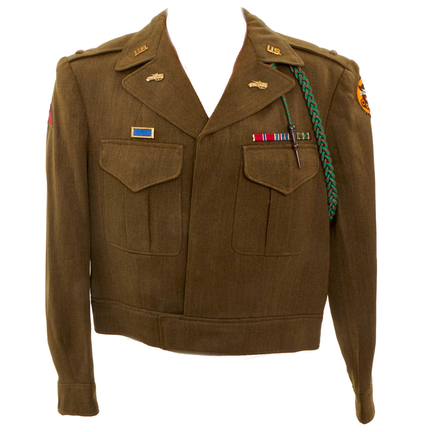 Original U.S. Korean War Named Armored Division Tank Destroyer Officers Ike Jacket - Bronze Star Recipient