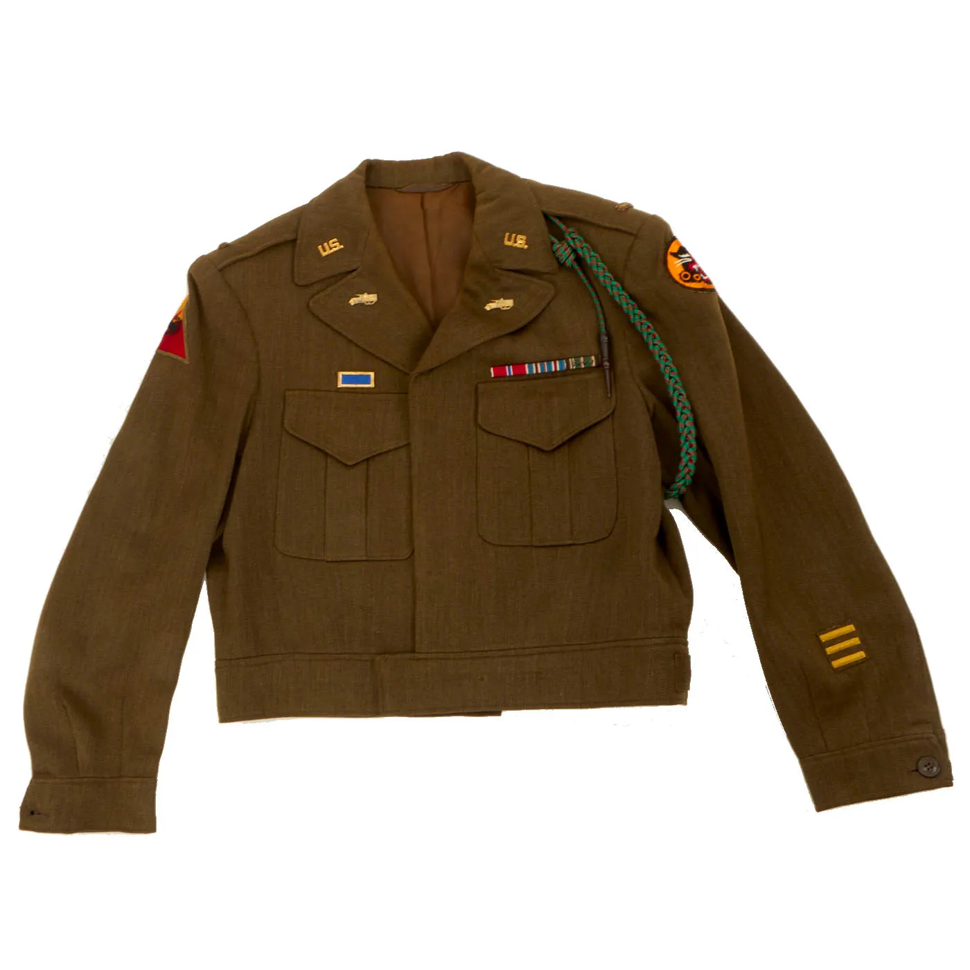 Original U.S. Korean War Named Armored Division Tank Destroyer Officers Ike Jacket - Bronze Star Recipient