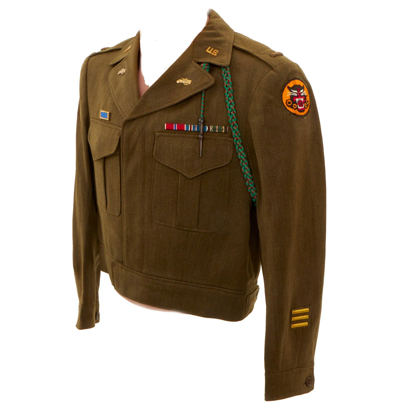 Original U.S. Korean War Named Armored Division Tank Destroyer Officers Ike Jacket - Bronze Star Recipient