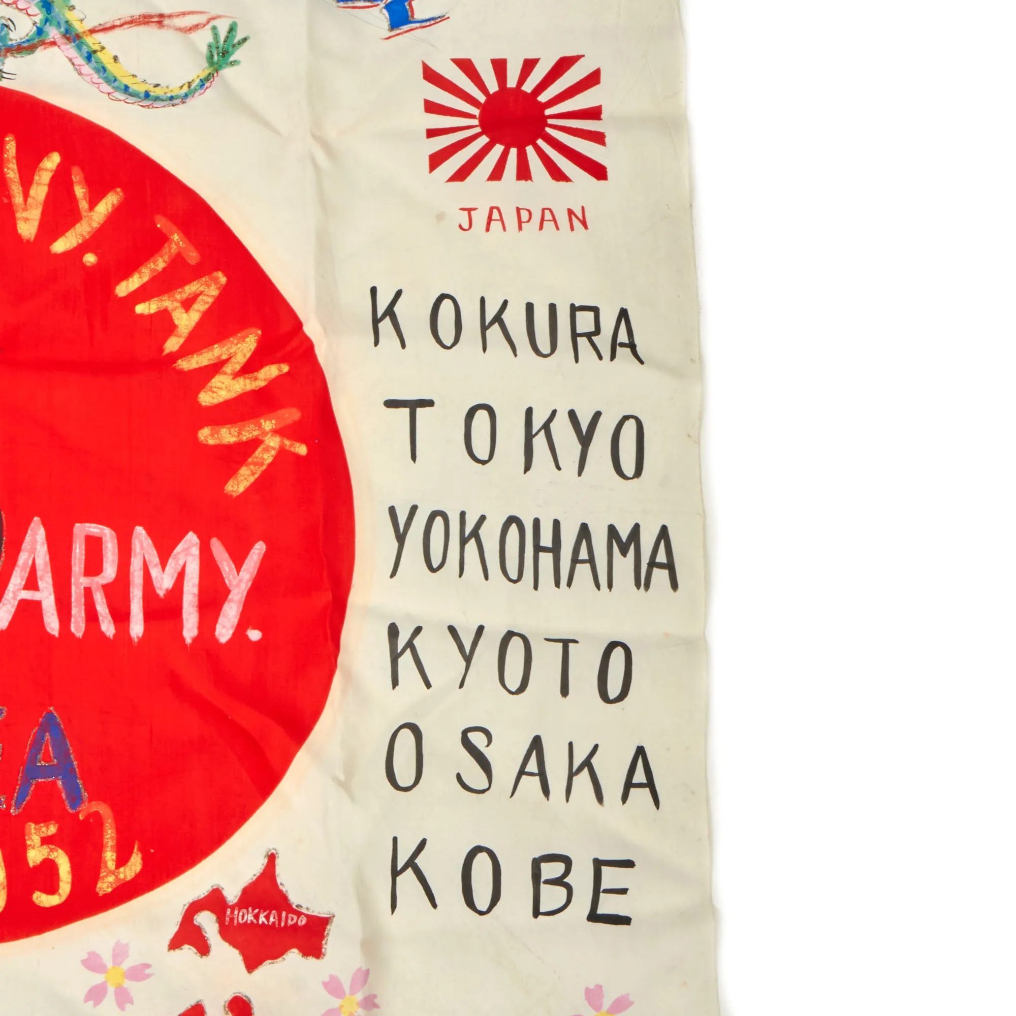 Original U.S. Korean War Named I Corps Japanese-Made Silk Souvenir Flag - 73rd Heavy Tank - Japan and Korea - Formerly Part of the A.A.F. Tank Museum