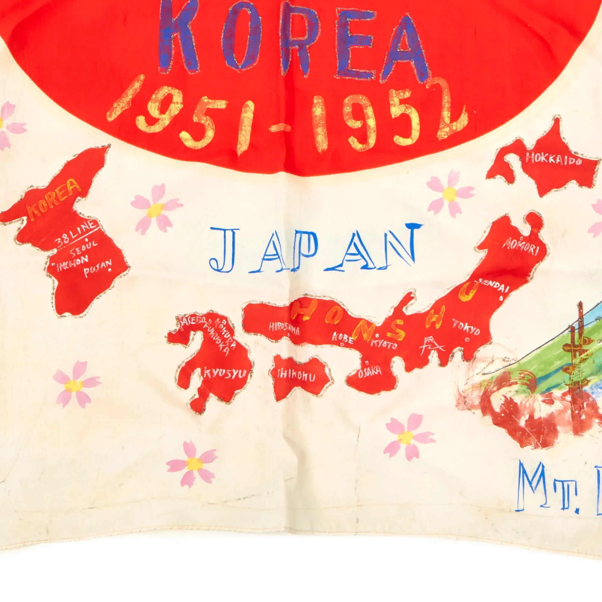 Original U.S. Korean War Named I Corps Japanese-Made Silk Souvenir Flag - 73rd Heavy Tank - Japan and Korea - Formerly Part of the A.A.F. Tank Museum