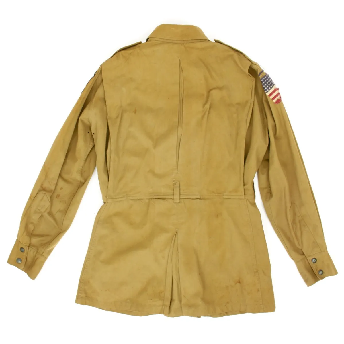 Original U.S. WWII 101st Airborne M1942 Paratrooper Jacket with Invasion Flag Patch - Size 36L