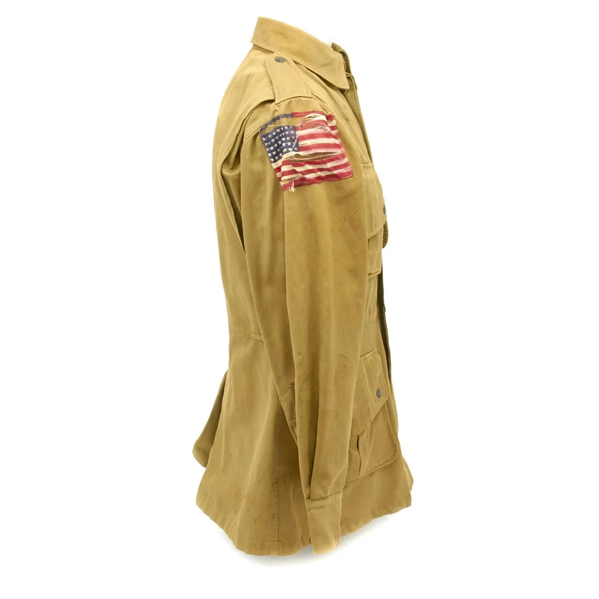 Original U.S. WWII 101st Airborne M1942 Paratrooper Jacket with Invasion Flag Patch - Size 36L