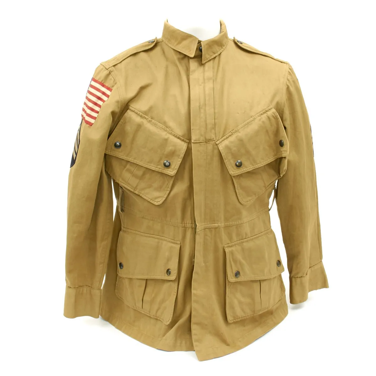 Original U.S. WWII 101st Airborne M1942 Paratrooper Jacket with Invasion Flag Patch